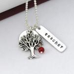 Teacher necklace, apple tre..