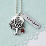 Teacher necklace, apple tre..