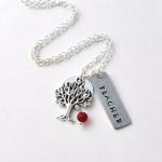 Teacher necklace, apple tre..