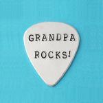 Guitar Pick, Personalized Guitar Pick Hand Stamped, custom Guitar Pick, father's day gifts, grandpa rocks, I pick you