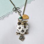 white owl necklace antique ..