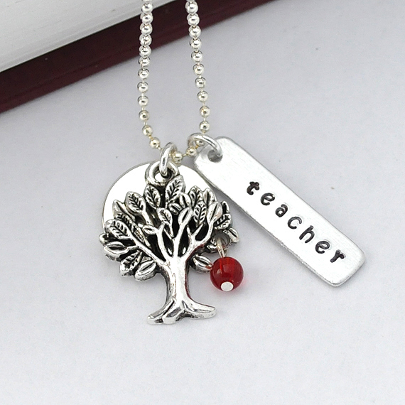 Teacher necklace, apple tree necklace, teacher appreciation necklace by ZADOO