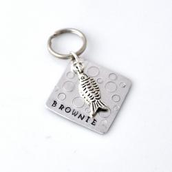Fish charm Pet id tag Aluminum square by ZADOO