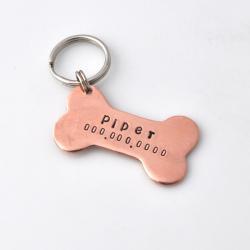personalized Pet id tag copper dog bone by ZADOO