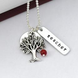 Teacher necklace, apple tree necklace, teacher appreciation necklace by ZADOO