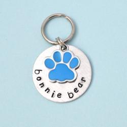 Paw Print blue or pink Custom Pet id tag
