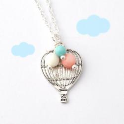 hot air balloon necklace - love is in the air - Up Up and Away - pastel beads - cute